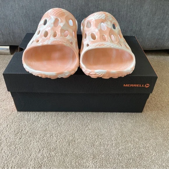 Merrell  Hydro Moc Sliders Size UK 11 Peach Slippers Sandals New With Box - Picture 2 of 9
